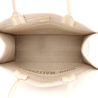 Christian Dior Canvas Embroidered Medium Stripes Book Tote Beige Multicolor 5 of 15