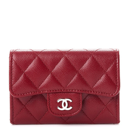 Chanel Caviar Quilted Flap Card Holder Dark Red 1 of 8