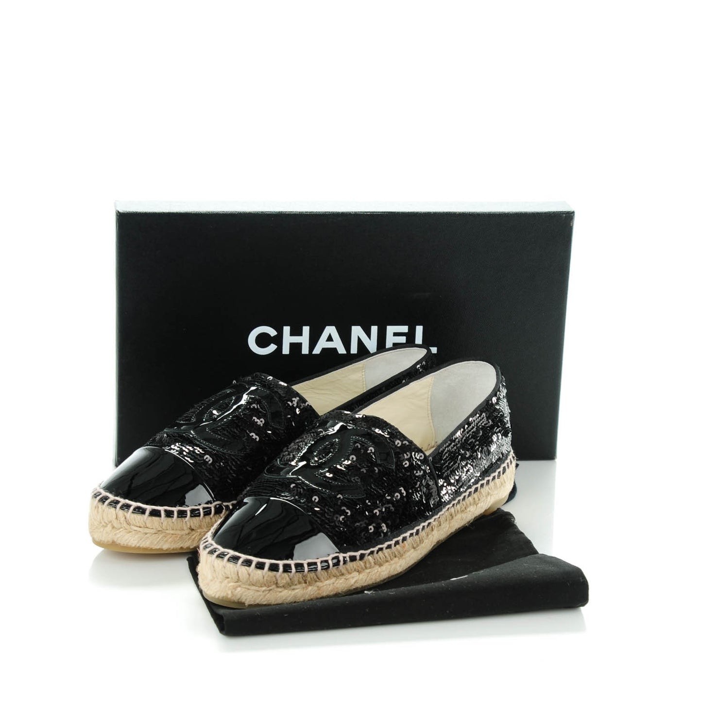 Patent Sequin CC Espadrilles 39 Black