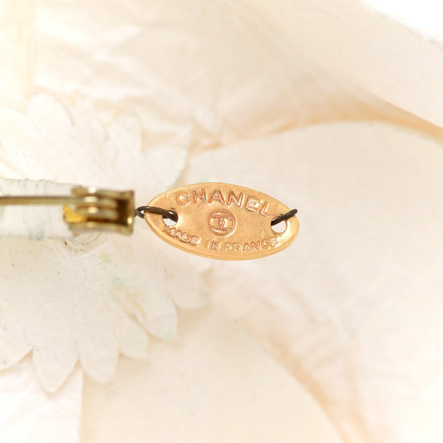 Calfskin Camellia Brooch White