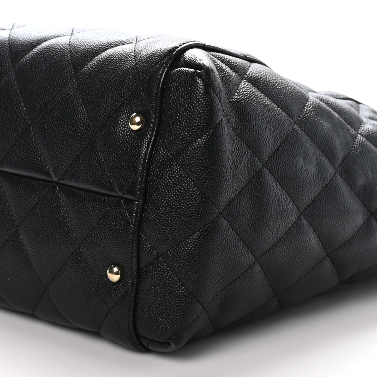 Caviar Quilted Large Shopping Tote Black
