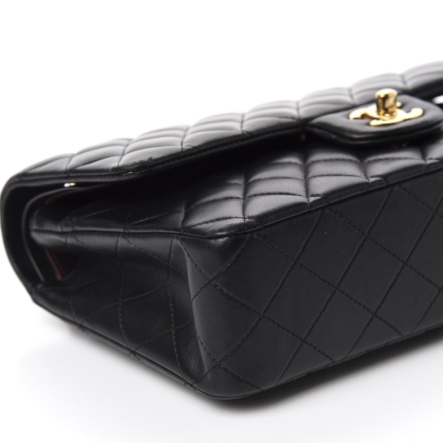 Lambskin Quilted Medium Double Flap Black
