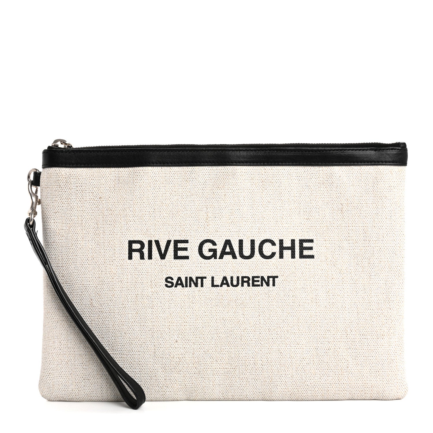 Saint Laurent Linen Canvas Rive Gauche Zipped Pouch Optic White 1 of 11