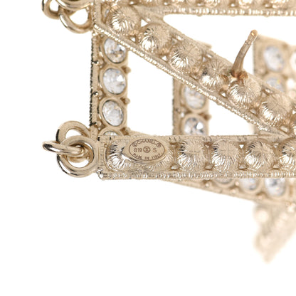 Chanel Crystal Cha-Nel Logo Drop Earrings Gold 4 of 5