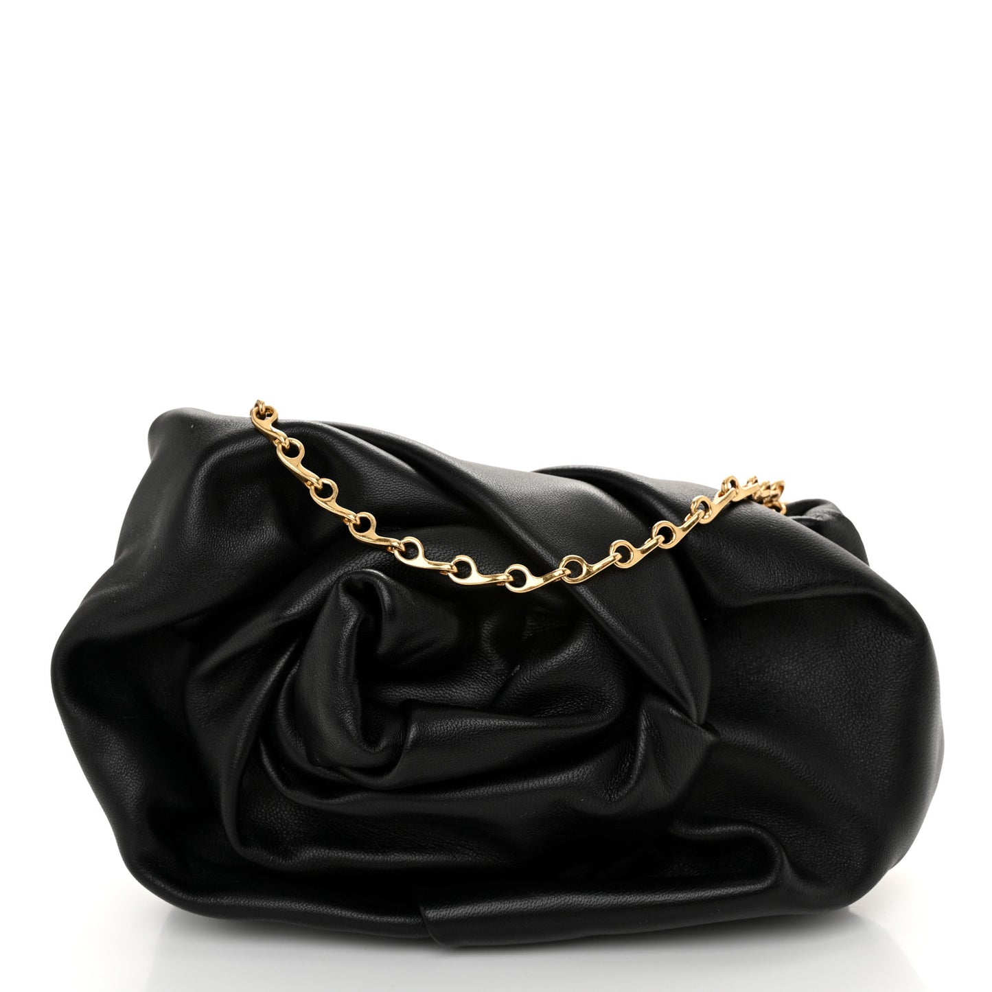 Smooth Calfskin Rose Clutch Black