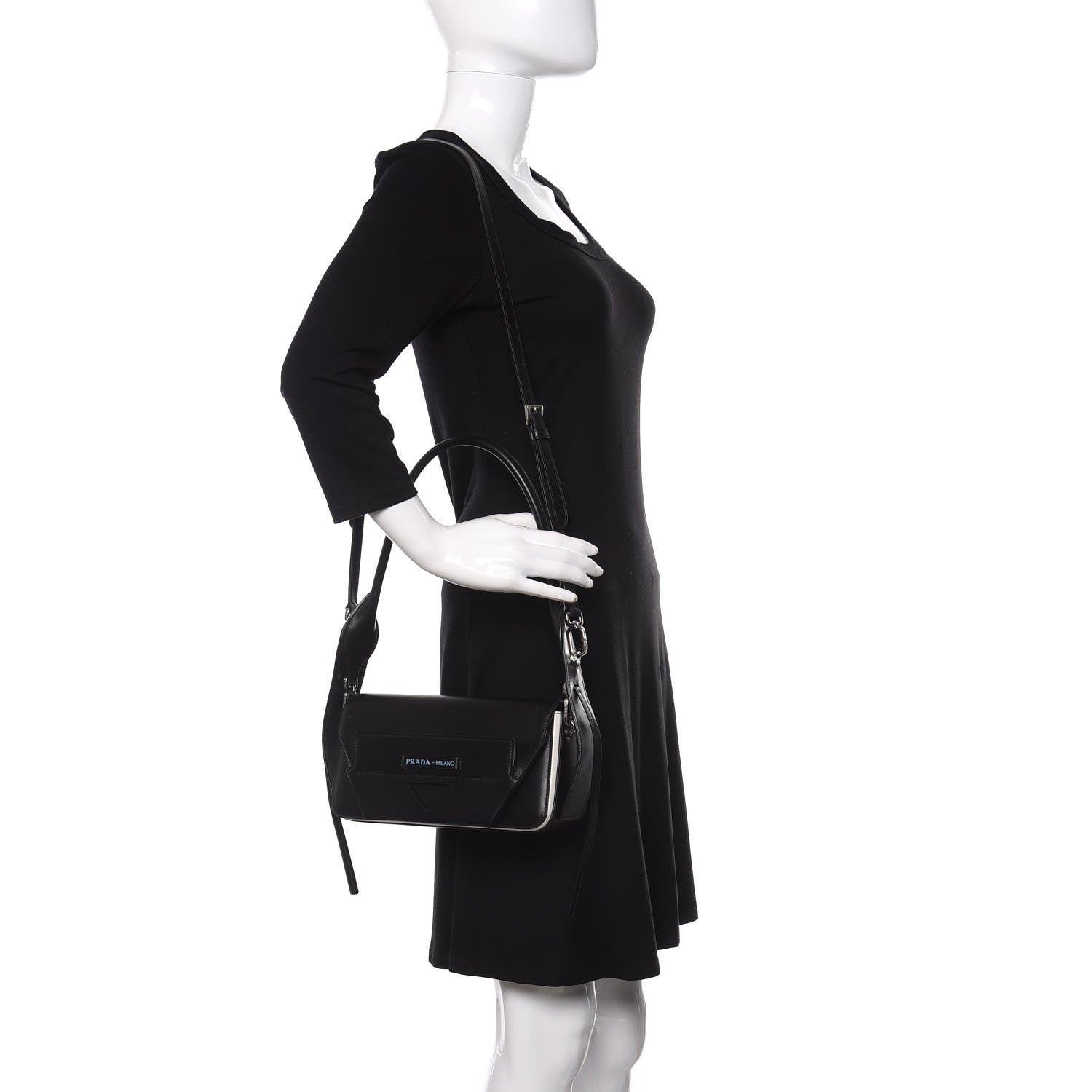 Prada City Calfskin Manuelle Shoulder Bag Black 2 of 10