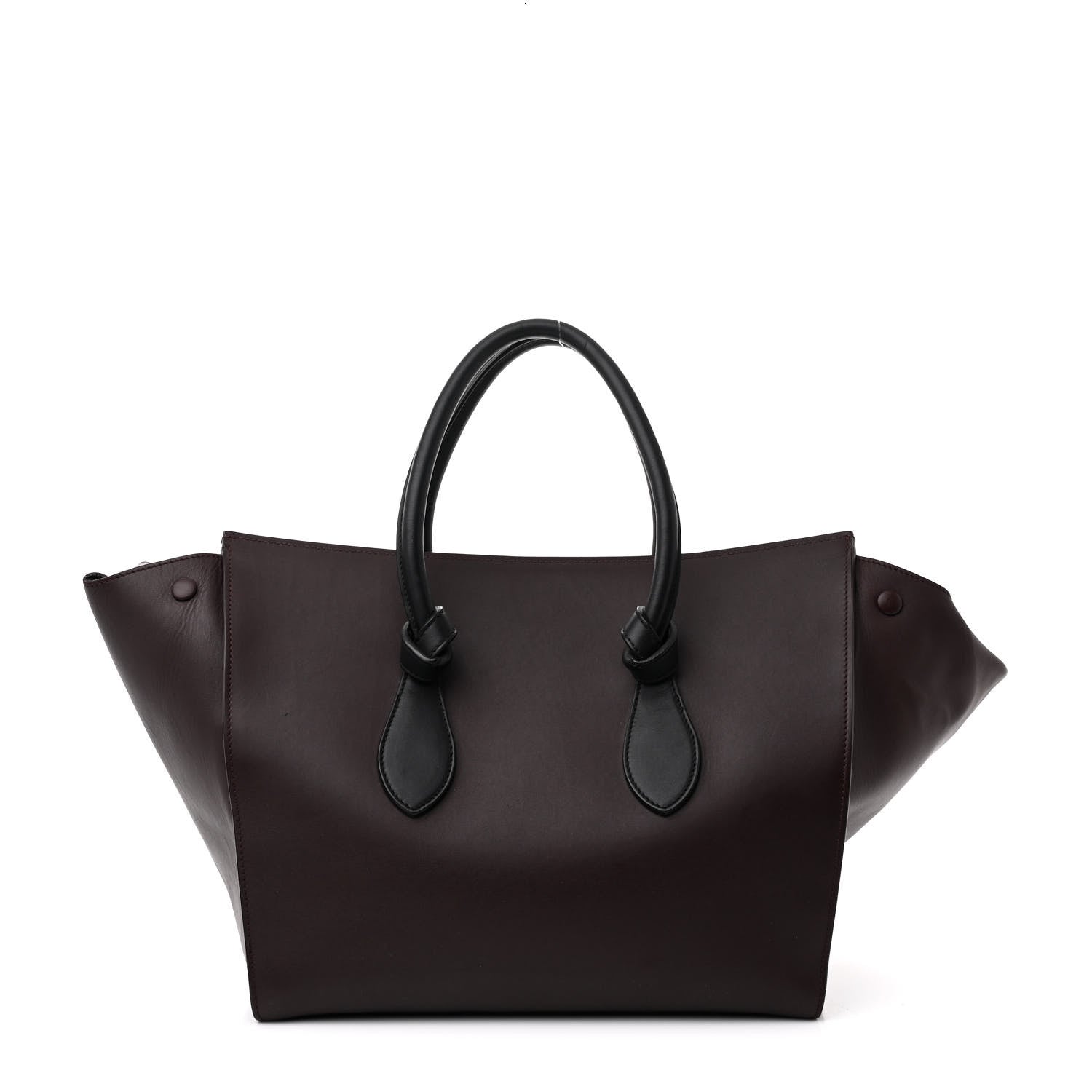 Celine Smooth Calfskin Large Bi-Color Tie Knot Tote Black Burgundy 1 of 11