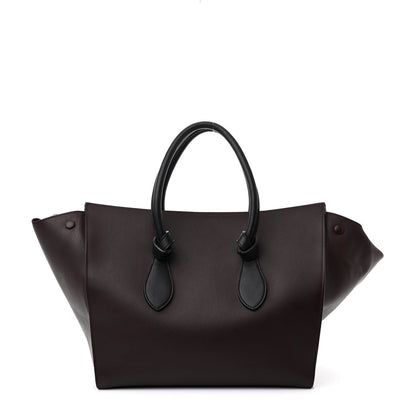 Celine Smooth Calfskin Large Bi-Color Tie Knot Tote Black Burgundy 1 of 11