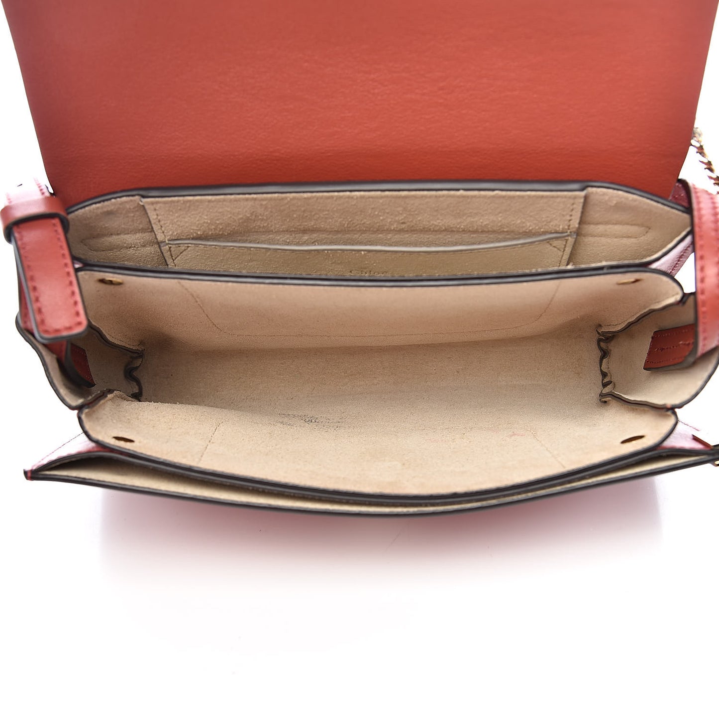 Suede Calfskin Small Faye Shoulder Bag Terracotta Red