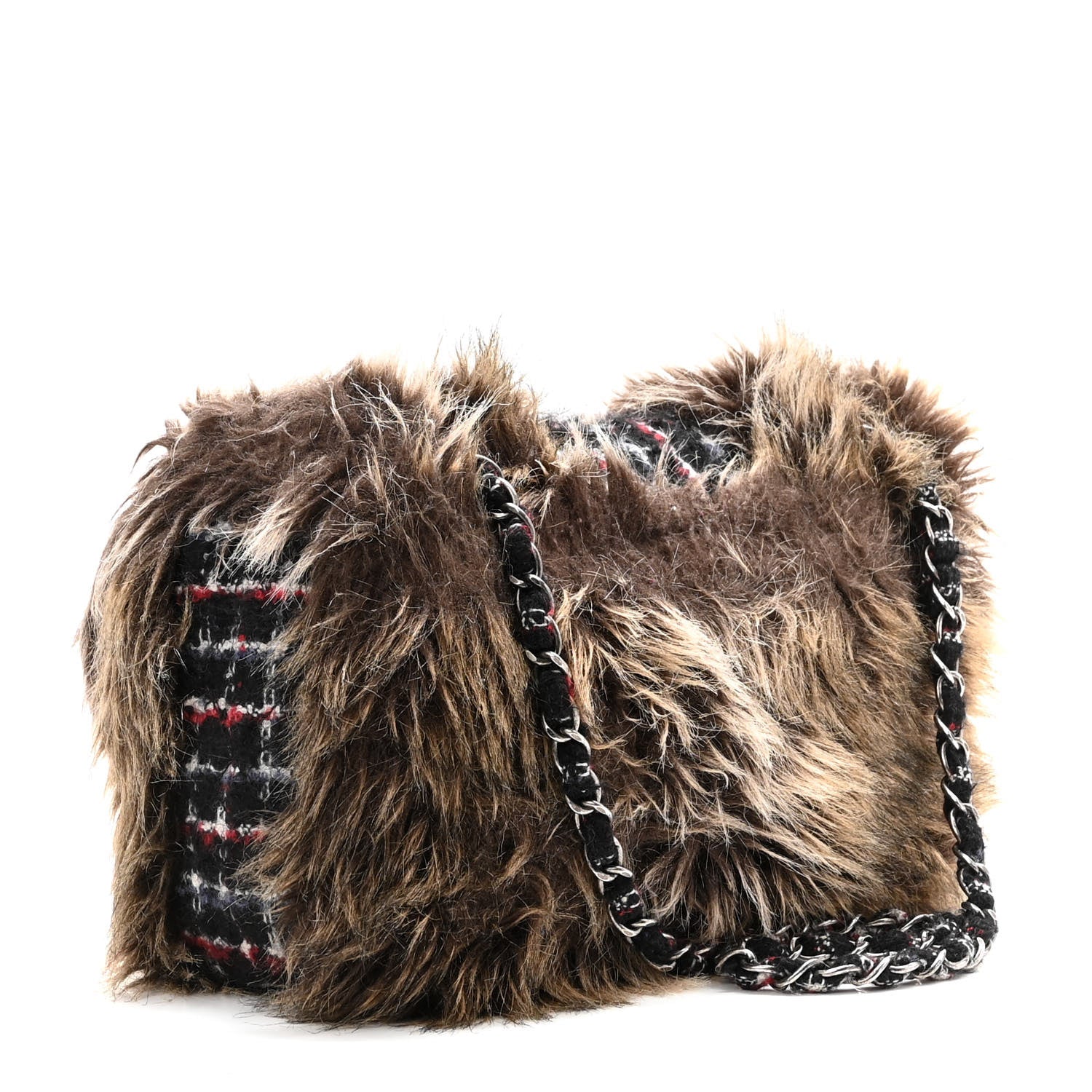 Chanel Tweed Arctic Fantasy Fur Flap Blue Red 3 of 10