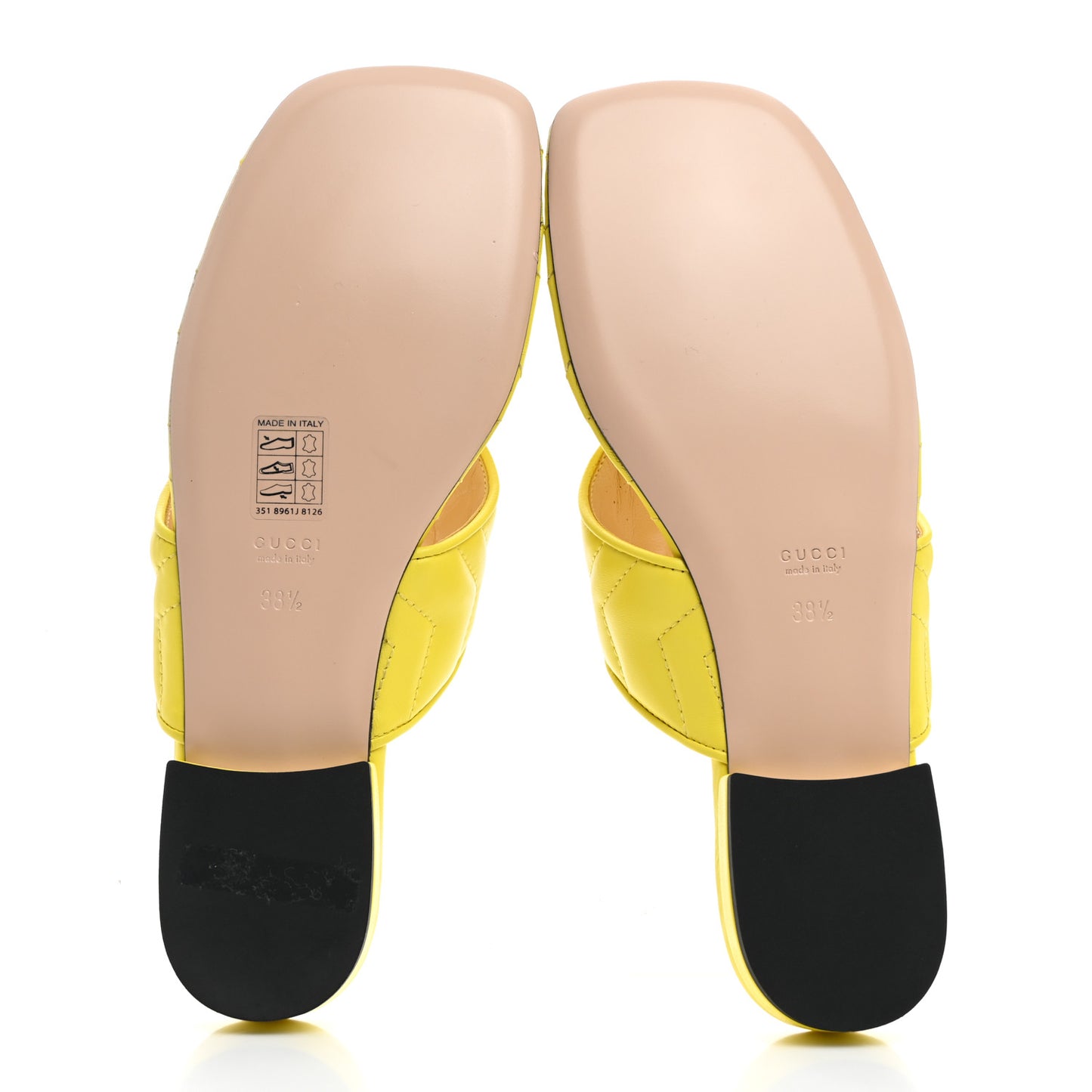 Nappa Charlotte Double G Marmont Thong Sandals 38.5 Banana