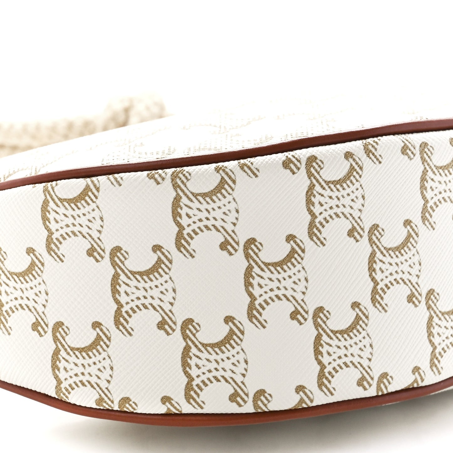 Canvas Calfskin Ava Rope Triomphe Shoulder Bag White
