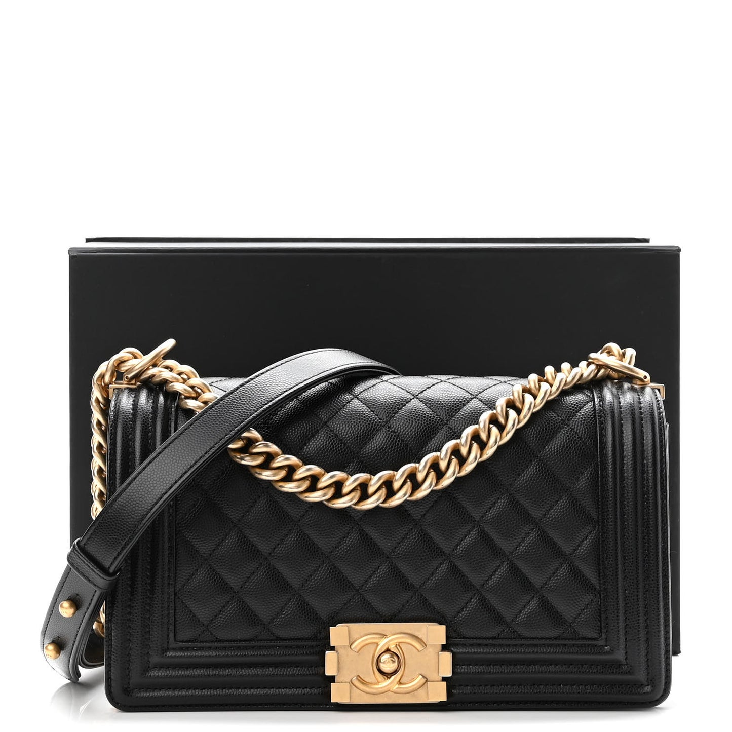 Caviar Quilted Medium Boy Flap Black
