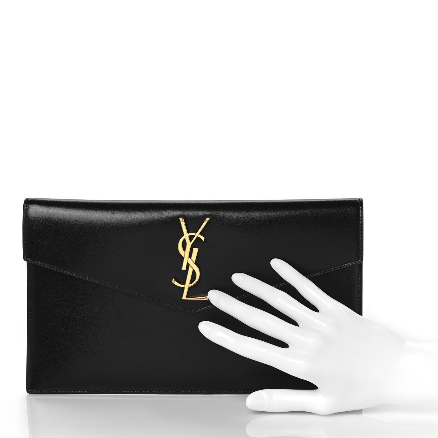 Smooth Shiny Calfskin Monogram Uptown Pouch Black