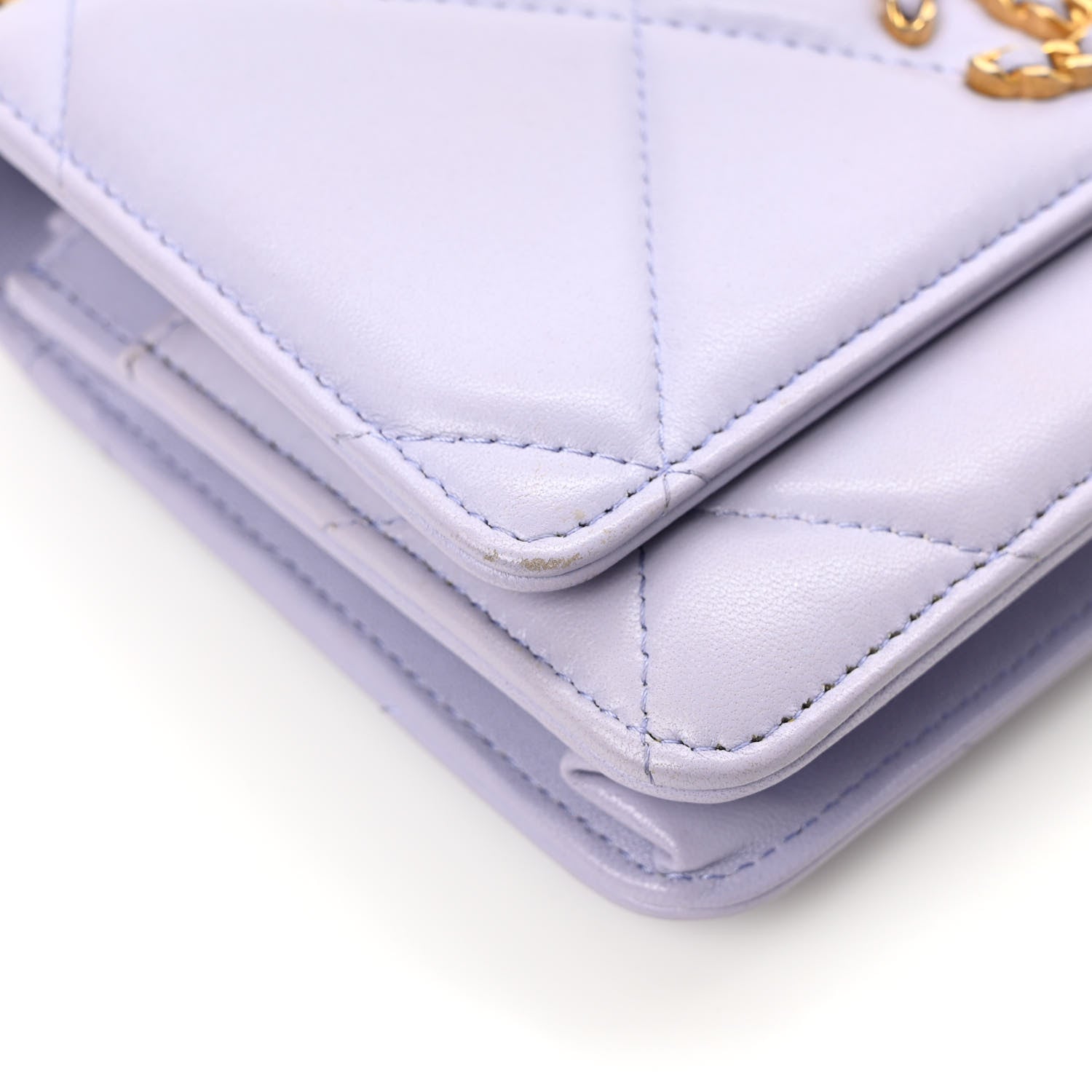 Chanel Quilted Chanel 19 Wallet On Chain WOC Light Purple 11 of 13