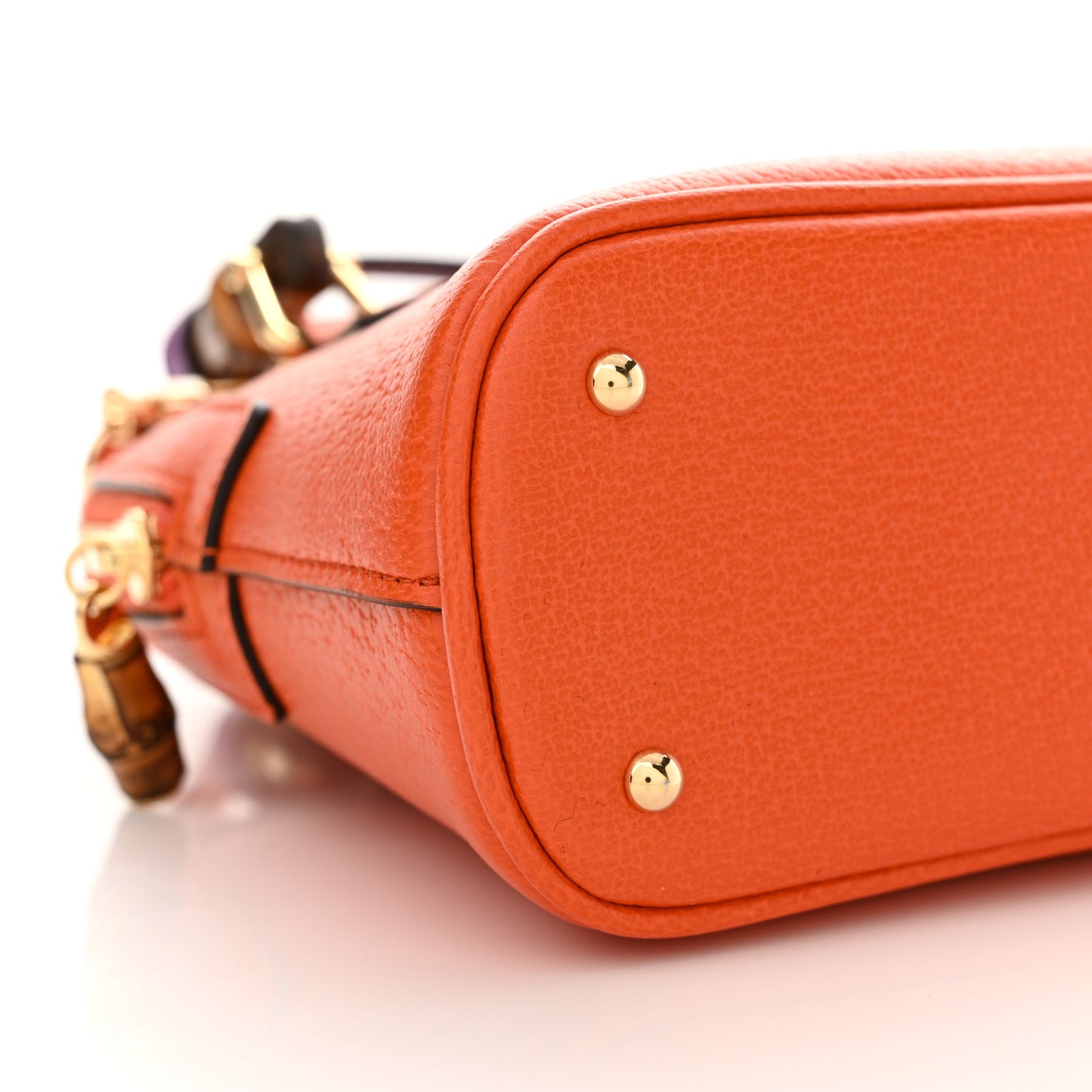 Textured Dollar Calfskin Mini Diana Dome Tote Bag Deep Orange Spicy Cyclamin