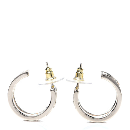 Chanel Metal Crystal Bow-tiful CC Hoop Earrings Gold 3 of 6