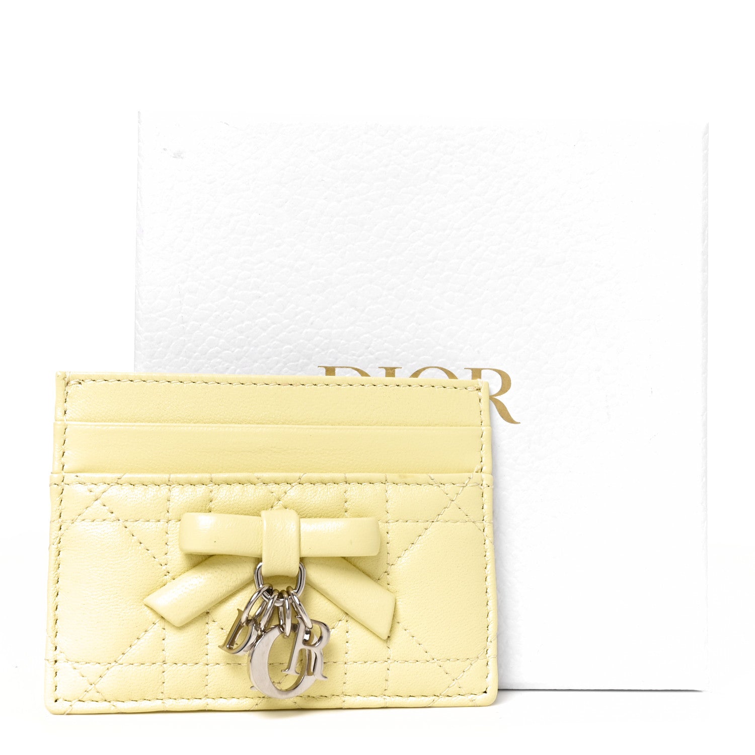 Christian Dior Lambskin Cannage Lady Dior Fressia Card Holder Mimosa 8 of 8