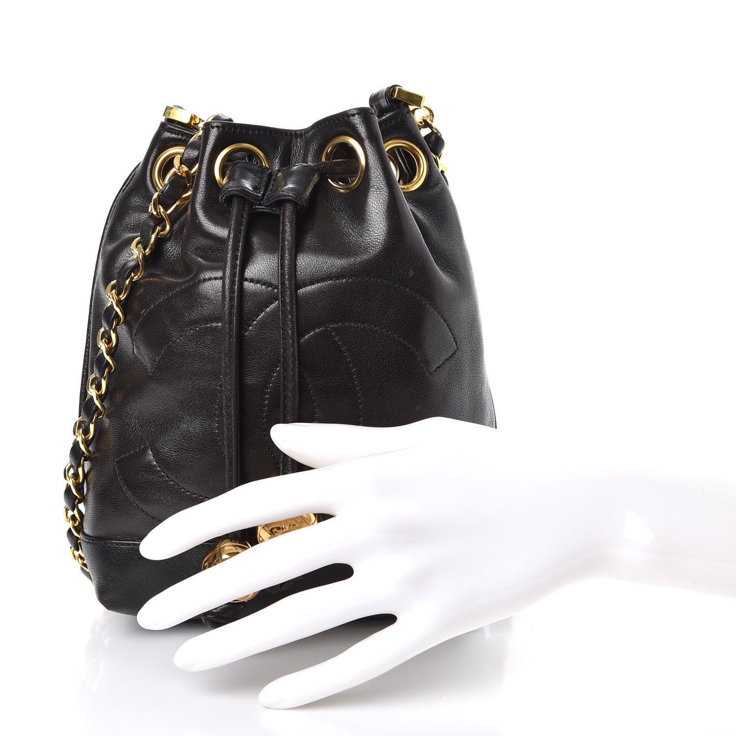 Chanel Lambskin CC Drawstring Bag Black 3 of 13