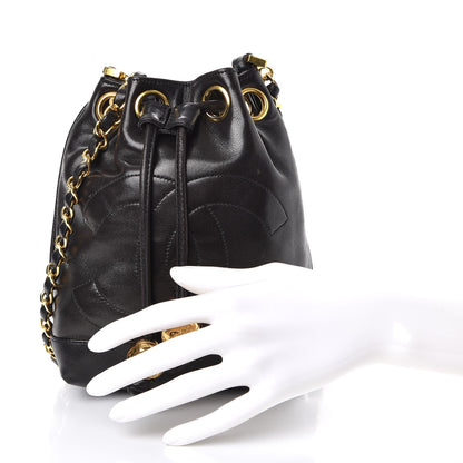 Chanel Lambskin CC Drawstring Bag Black 3 of 13
