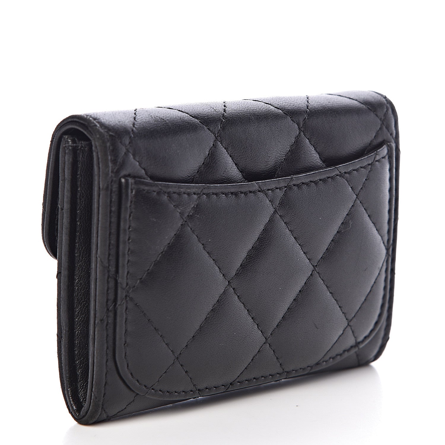 Chanel Lambskin Quilted Flap Card Holder Wallet Black 3 of 9