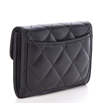 Chanel Lambskin Quilted Flap Card Holder Wallet Black 3 of 9