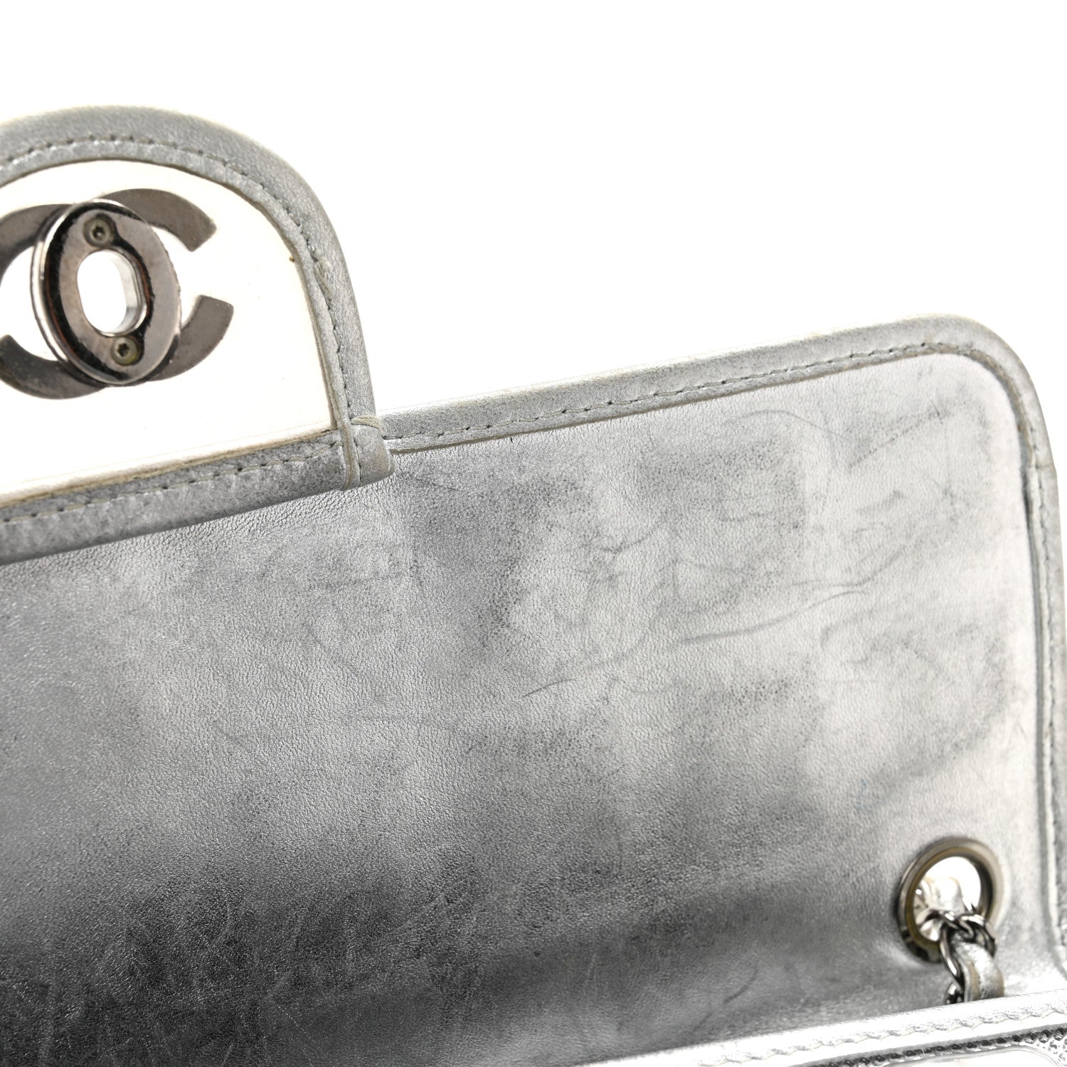 Chanel Vinyl Large Ice Cube Flap Silver 11 of 16