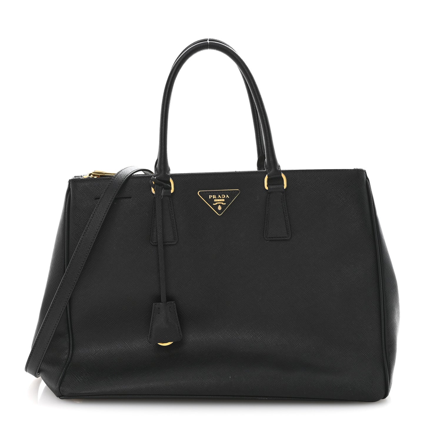 Saffiano Lux Large Galleria Double Zip Tote Black