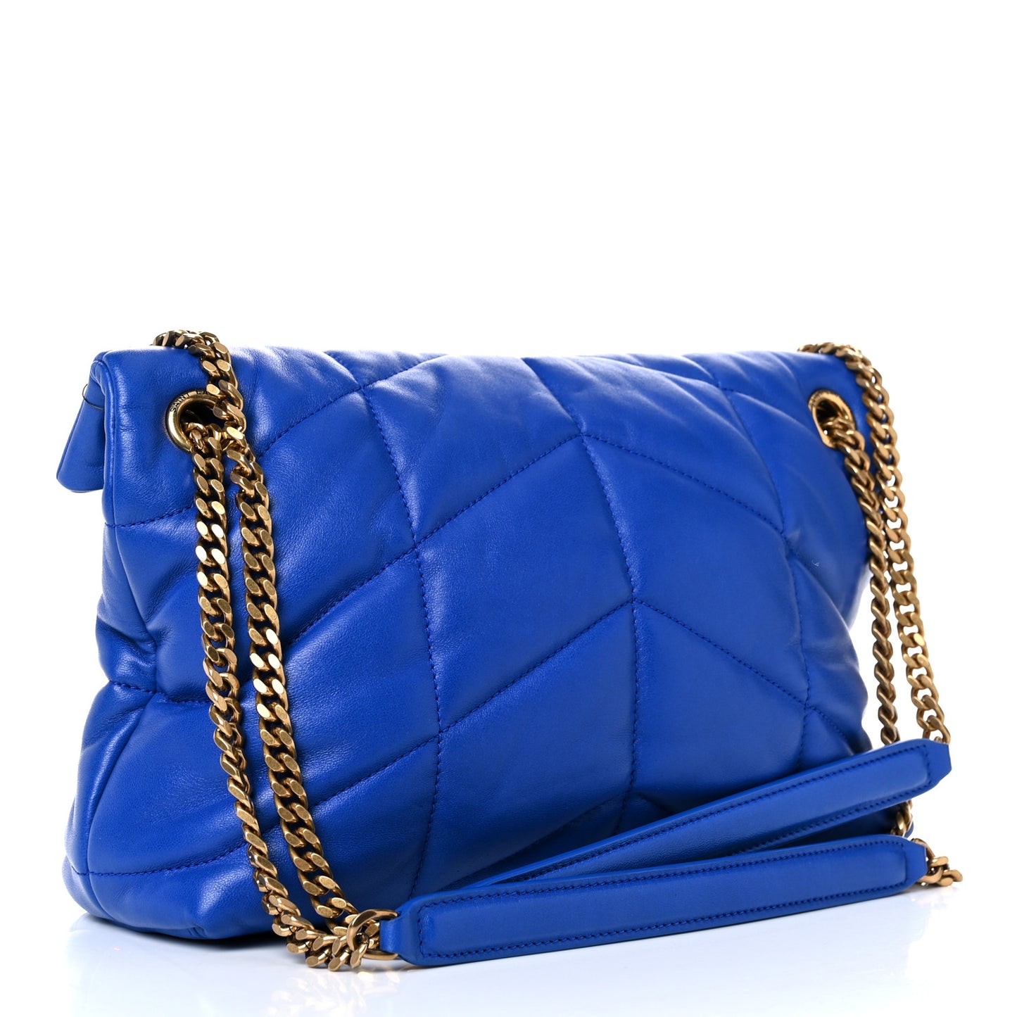 Lambskin Quilted Small Loulou Puffer Monogram Chain Satchel Majorele Blue