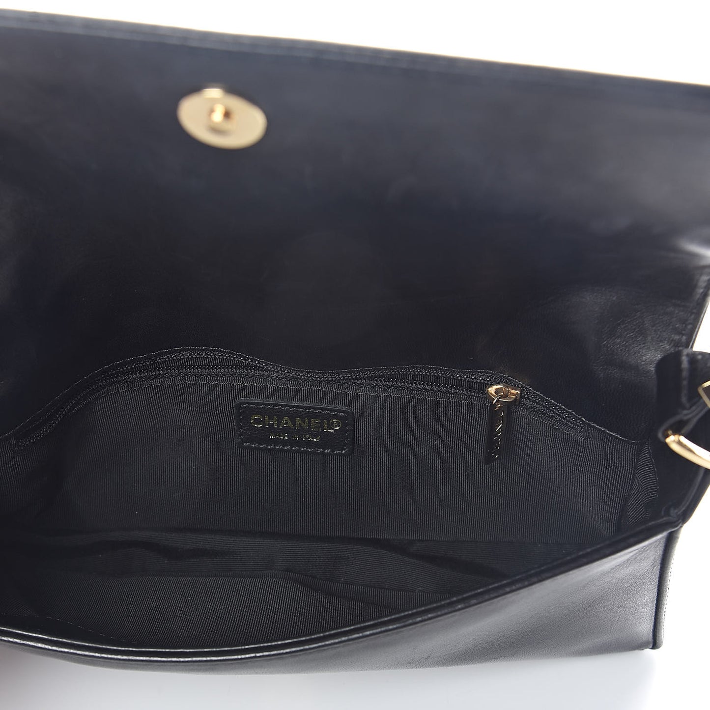 Lambskin Quilted CC Chocolate Bar Flap Black