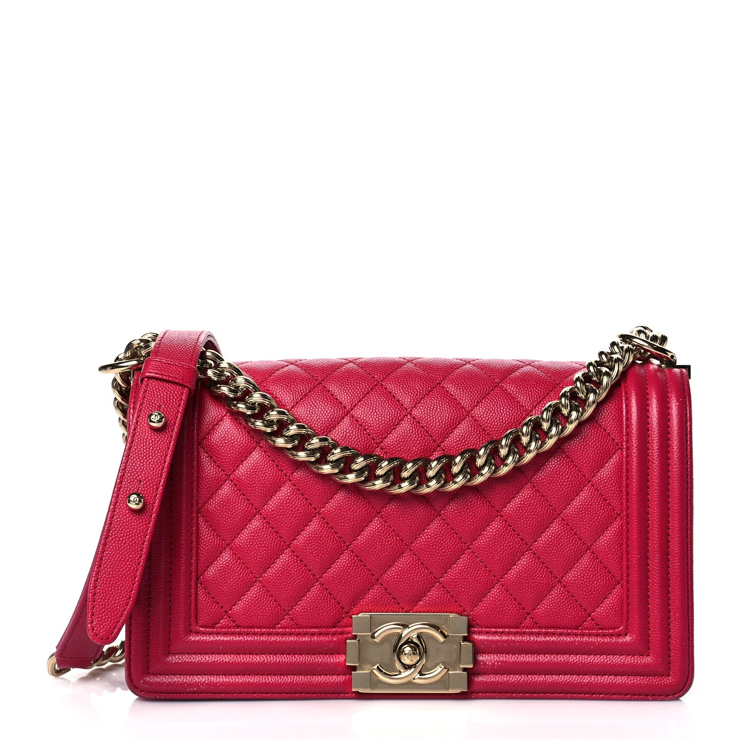 Caviar Quilted Medium Boy Flap Fuchsia