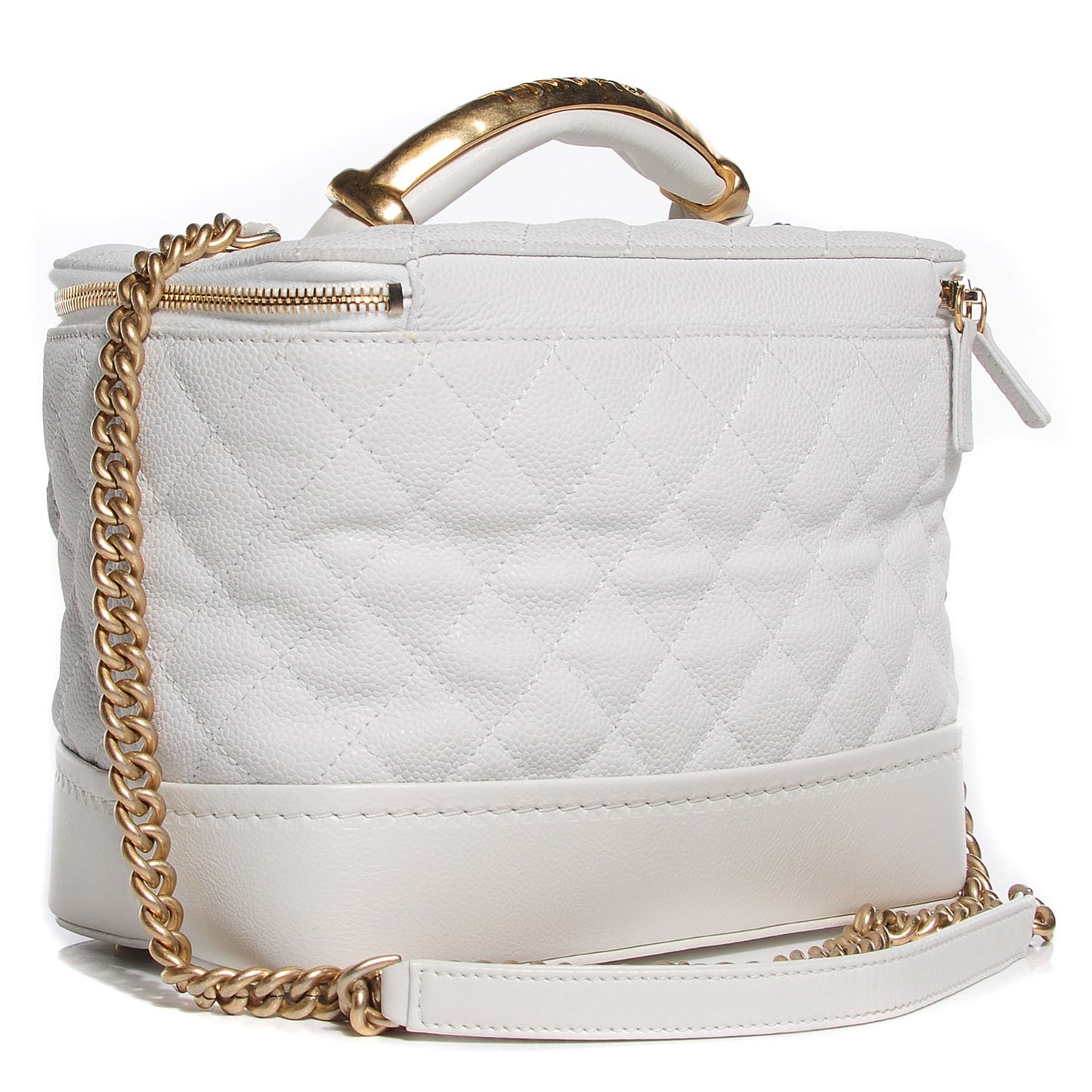 Iridescent Grained Calfskin Globe Trotter Vanity Case White