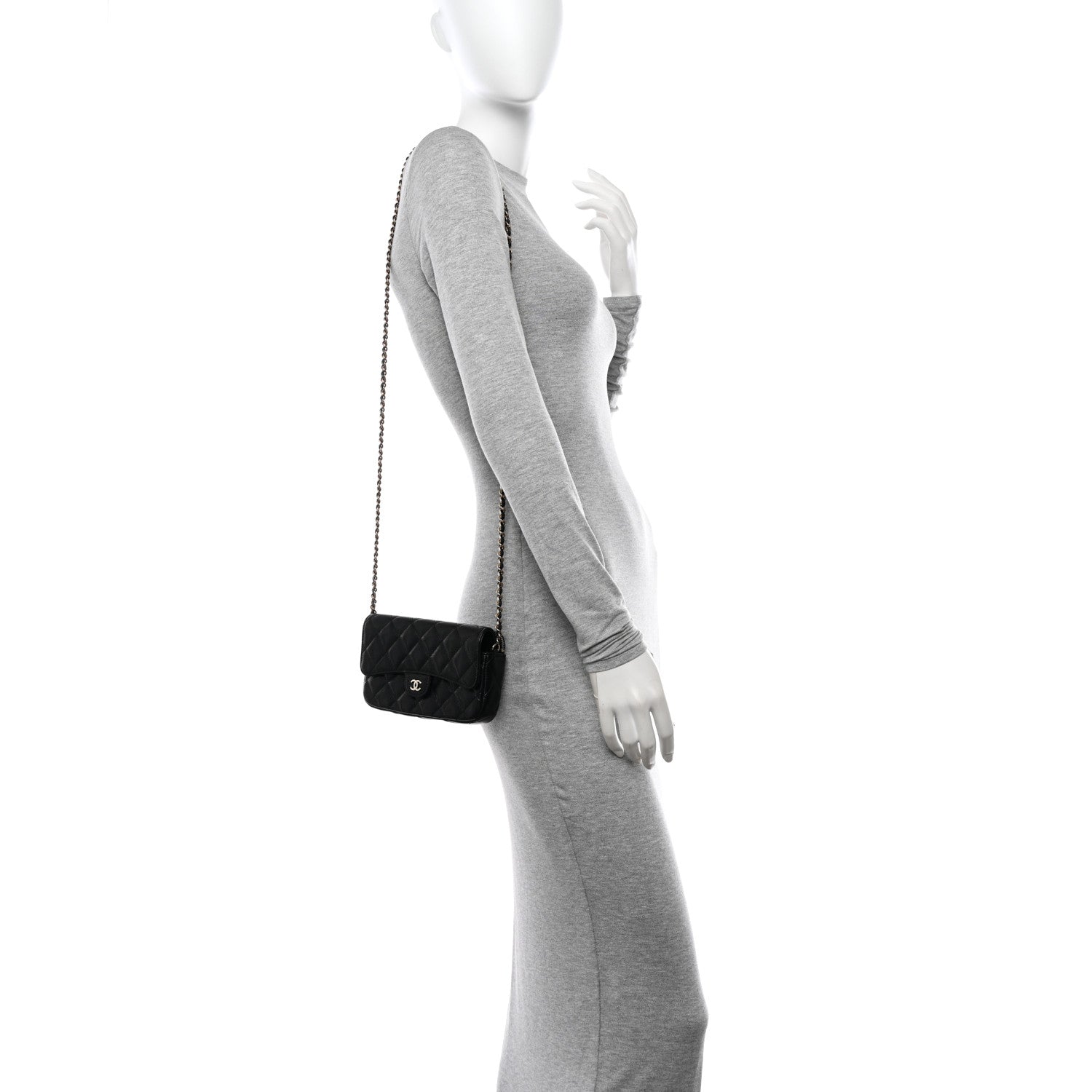 Chanel Caviar Quilted Flap Phone Holder With Chain Black 2 of 13