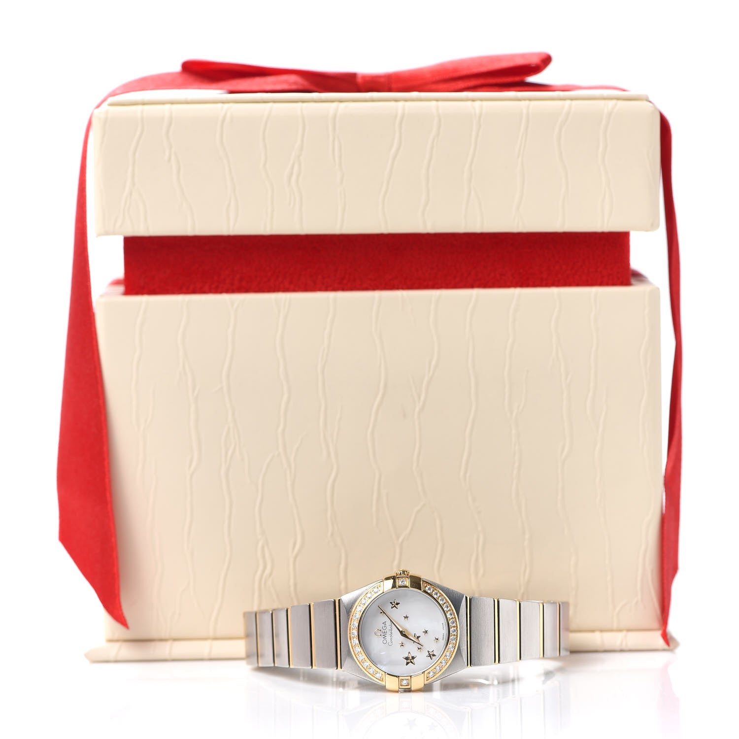Omega Stainless Steel 18K Yellow Gold Diamond Bezel Mother of Pearl 24mm Constellation Quartz Watch 123.25.24.60.05.001 6 of 6