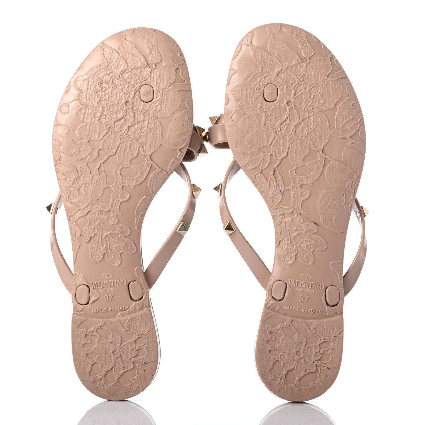 PVC Jelly Rockstud Bow Thong Sandals 37 Poudre
