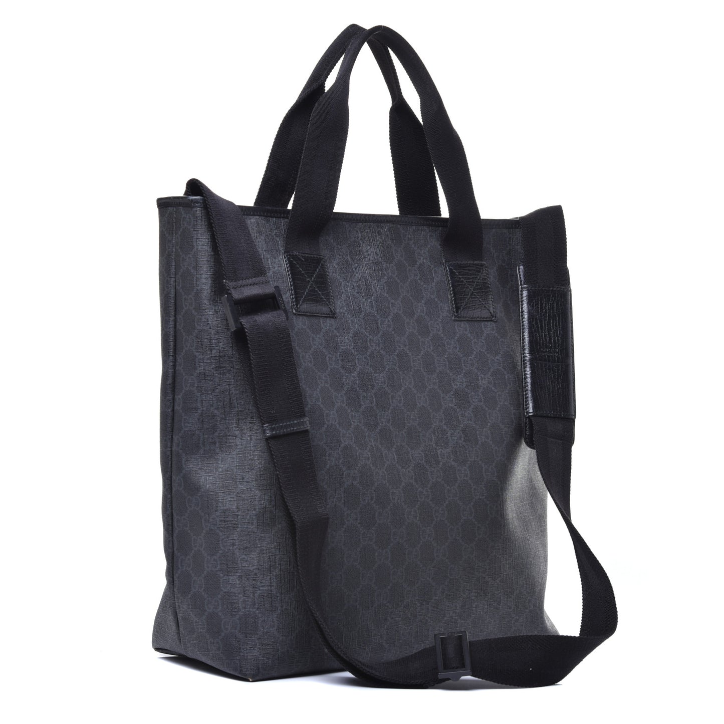 GG Supreme Monogram Web Handle Vertical Tote Black Grey