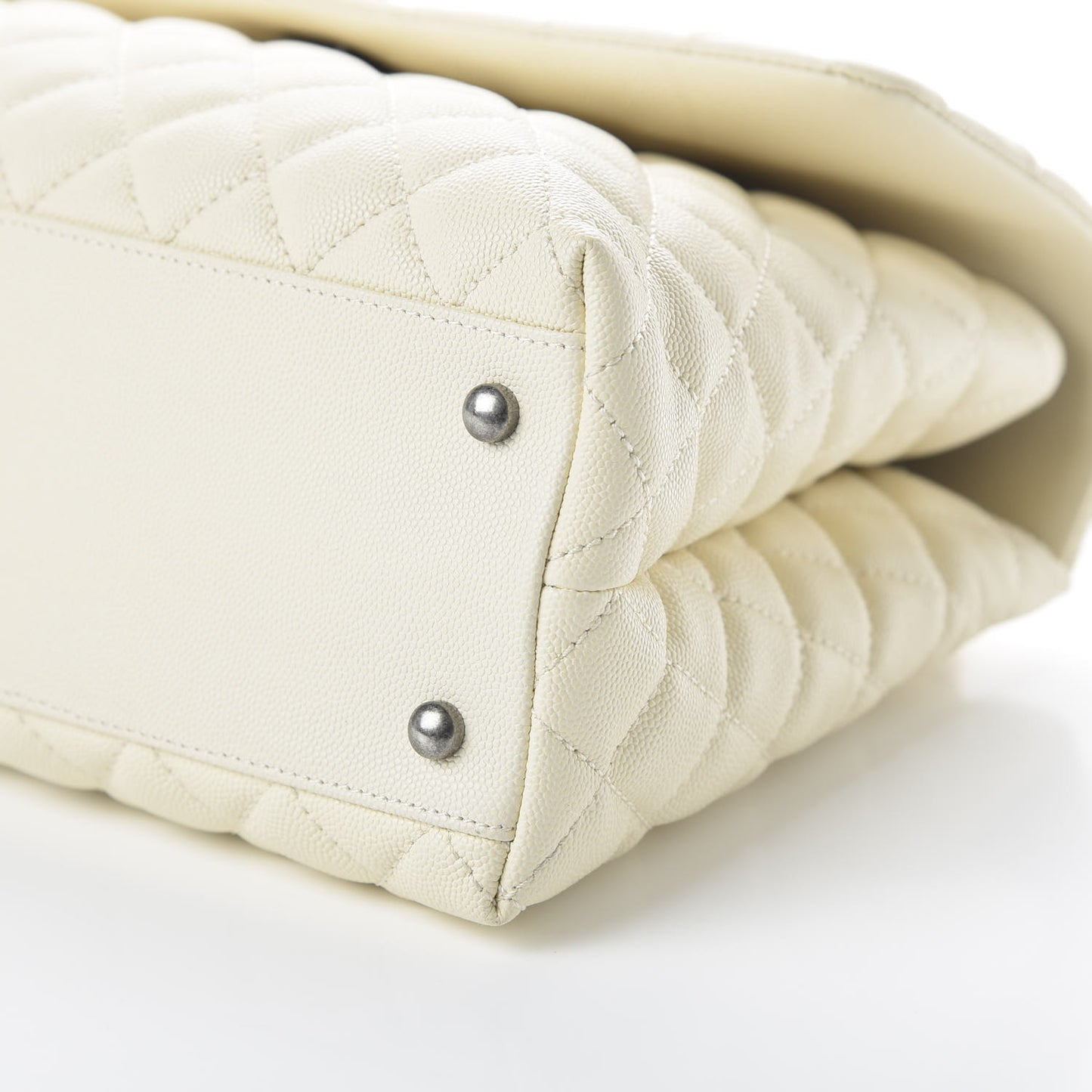 Caviar Lizard Quilted Medium Coco Handle Flap White
