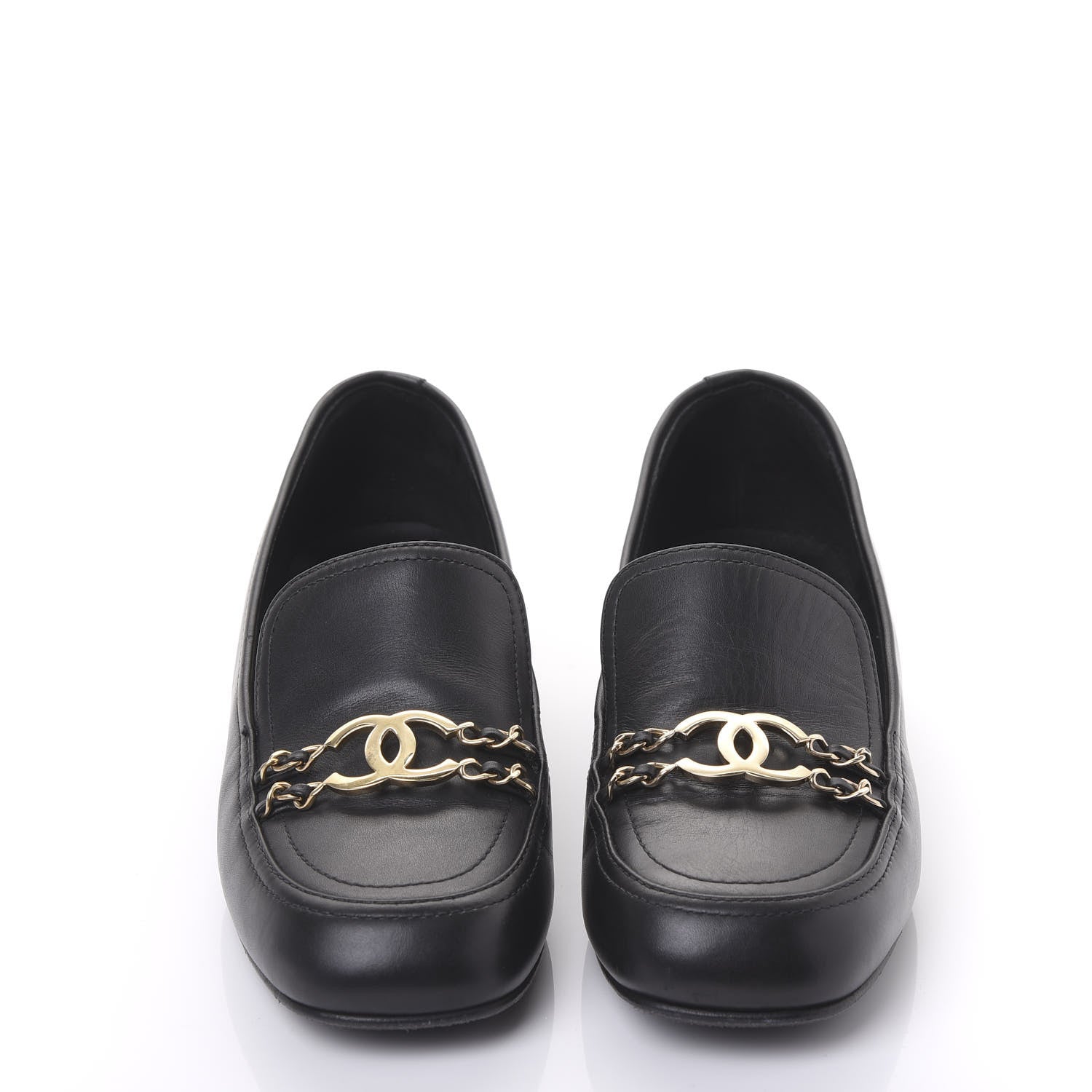 Chanel Calfskin CC Mocassin Loafers 38.5 Black 2 of 9