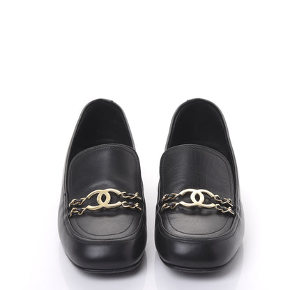 Chanel Calfskin CC Mocassin Loafers 38.5 Black 2 of 9