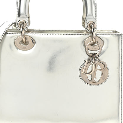 Christian Dior Metallic Patent Calfskin Medium Lady Dior Silver 8 of 12
