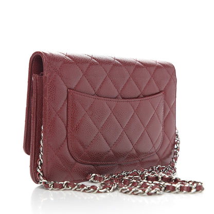 Chanel Caviar Quilted Wallet On Chain WOC Dark Red 2 of 15