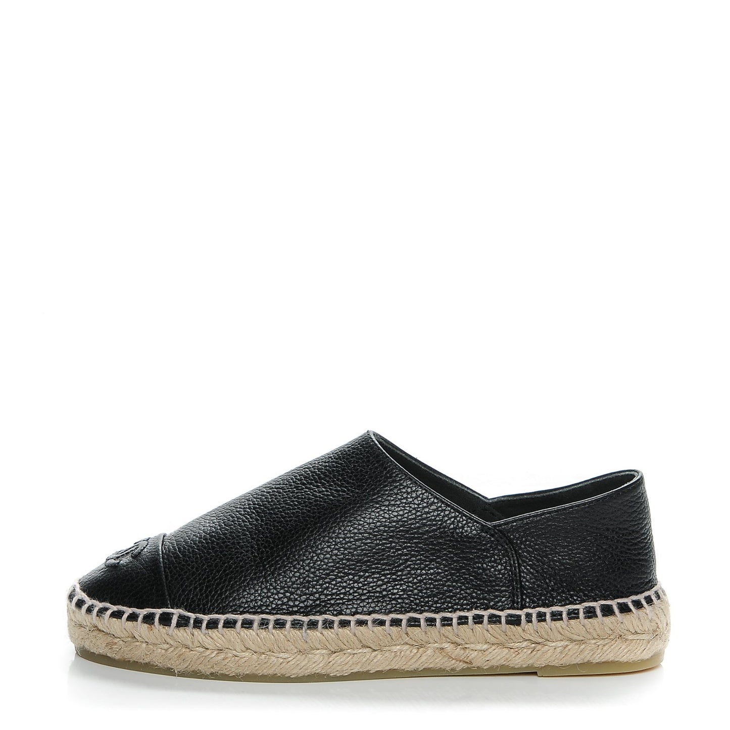 Grained Calfskin CC Espadrilles 36 Black