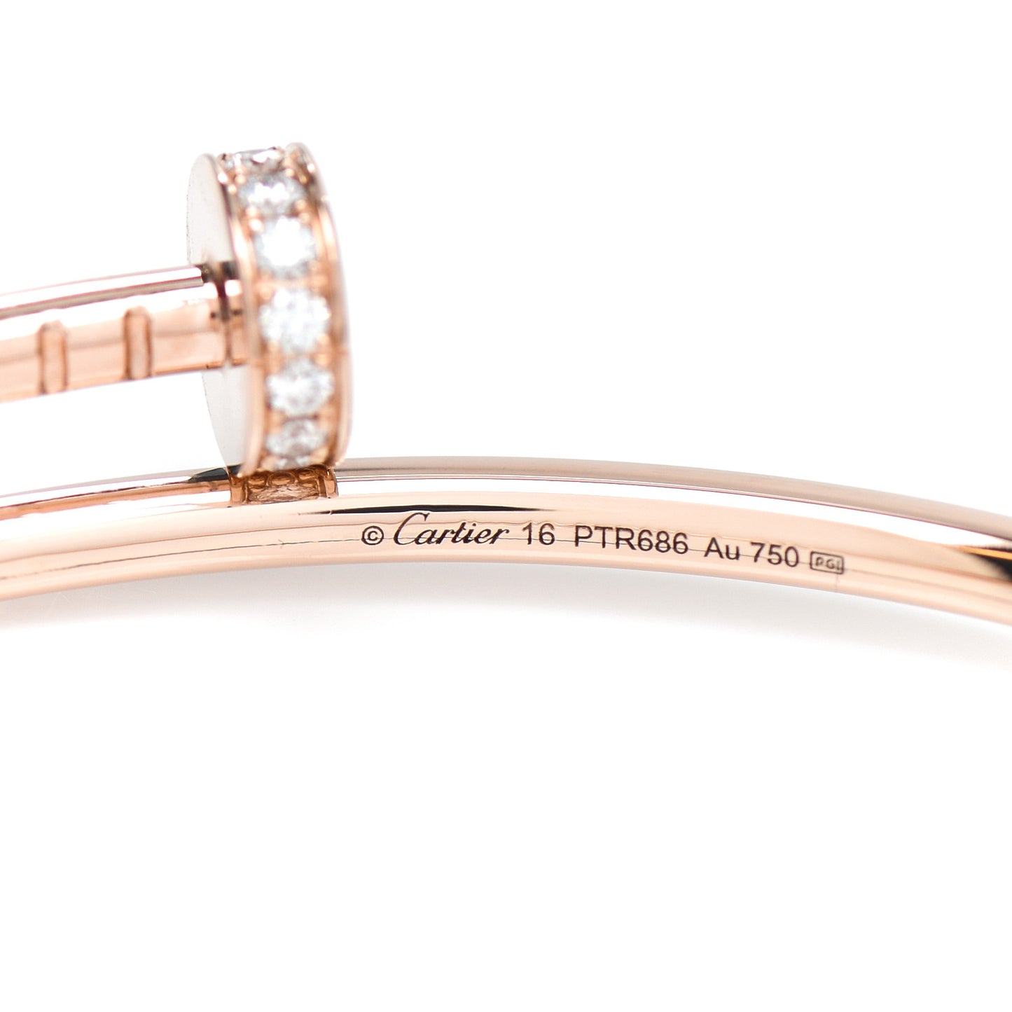 18K Pink Gold Diamond Small Juste Un Clou Bracelet 16