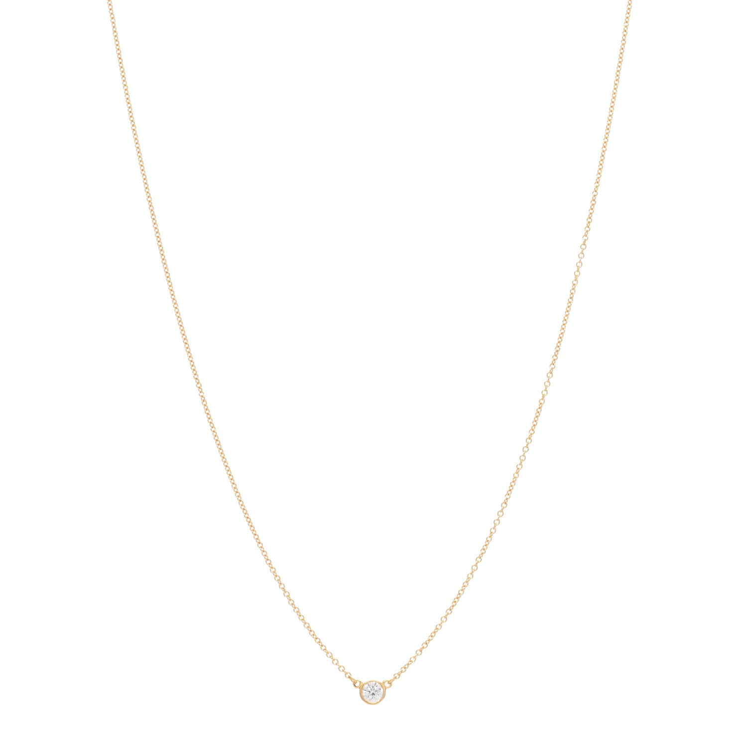 Tiffany 18K Yellow Gold Diamond .17ct Elsa Peretti Diamonds by the Yard Pendant Necklace 1 of 4