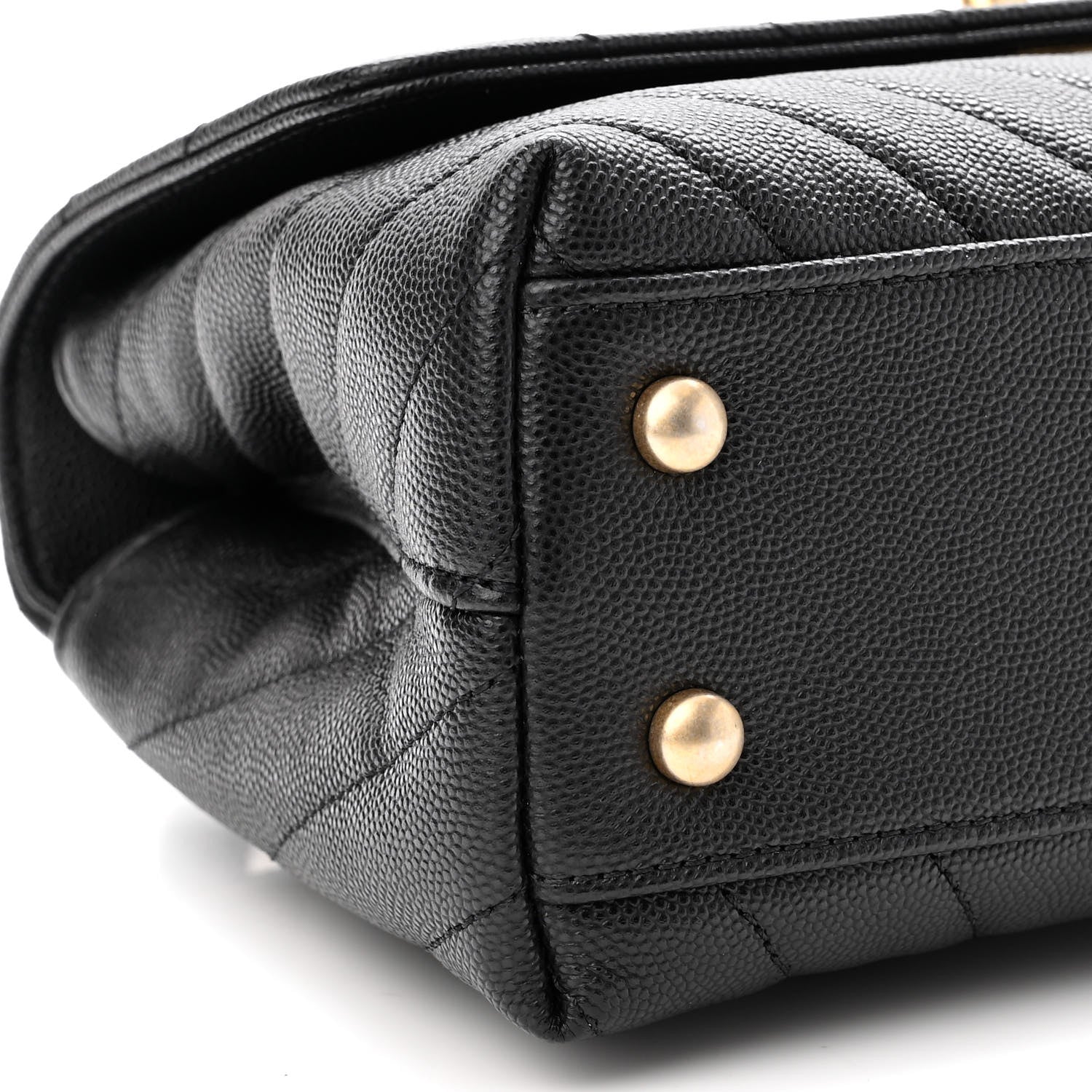 Chanel Caviar Chevron Quilted Mini Coco Handle Flap Black 9 of 10