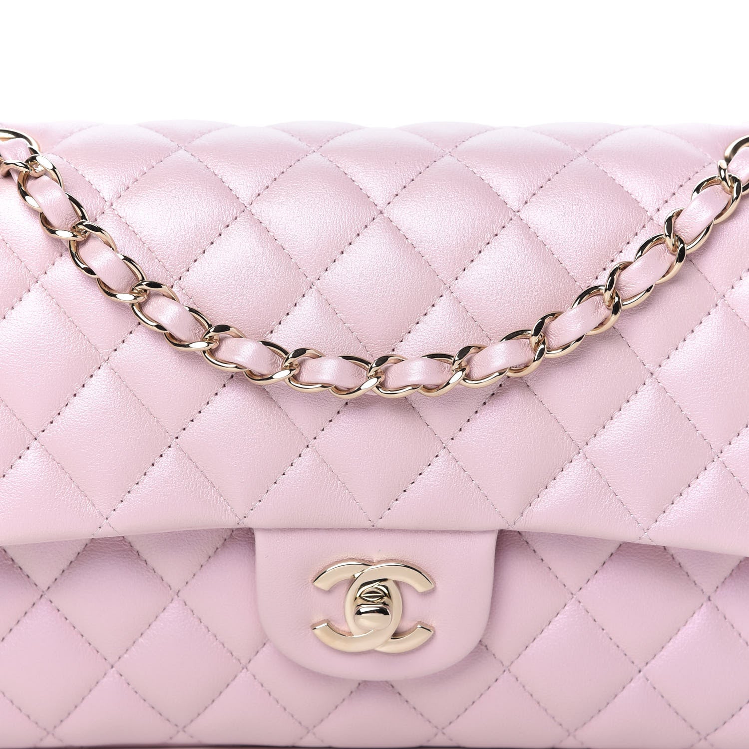 Chanel Iridescent Calfskin Quilted Medium Double Flap Light Pink 12 of 12