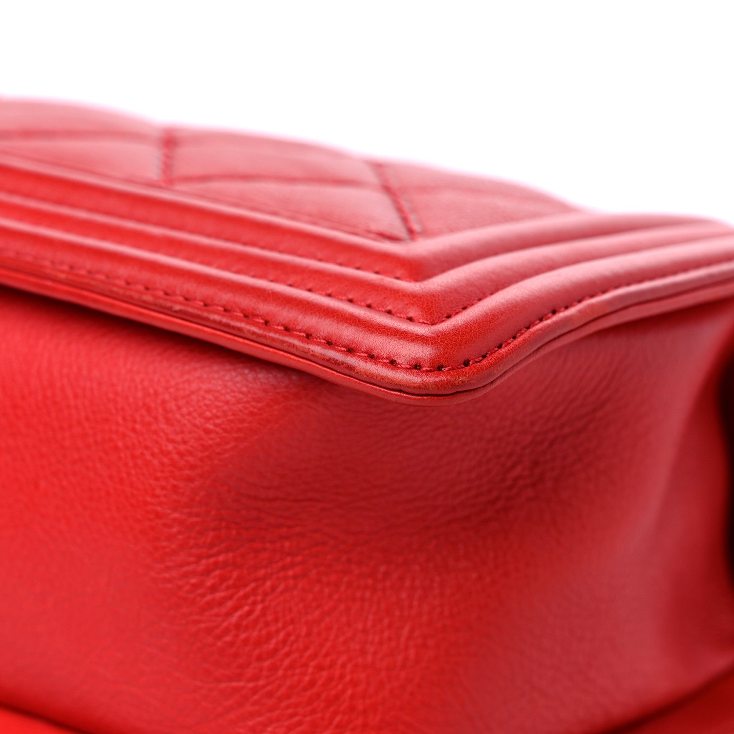 Chanel Calfskin Quilted Double Stitch Medium Boy Flap Red 11 of 14