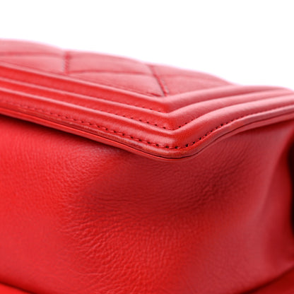 Chanel Calfskin Quilted Double Stitch Medium Boy Flap Red 11 of 14