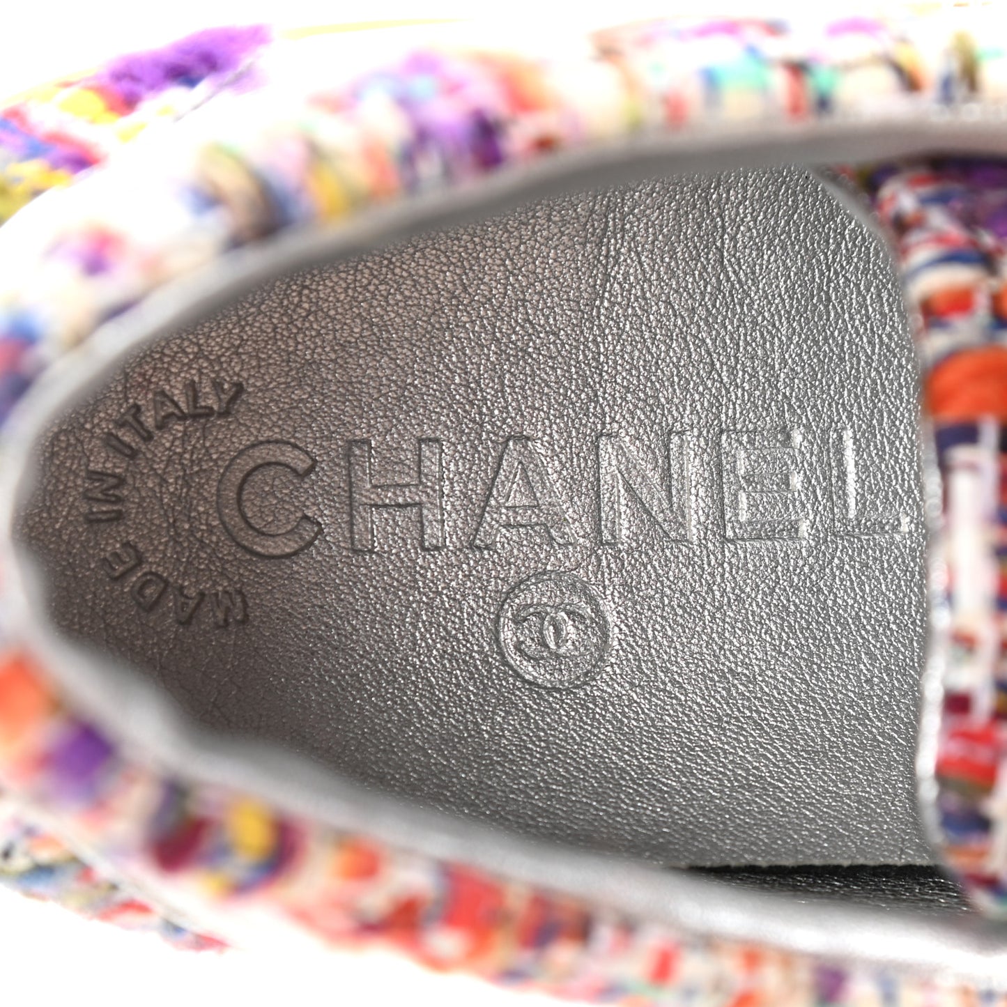 Tweed Lambskin Runway Sneakers 39 Silver Multicolor