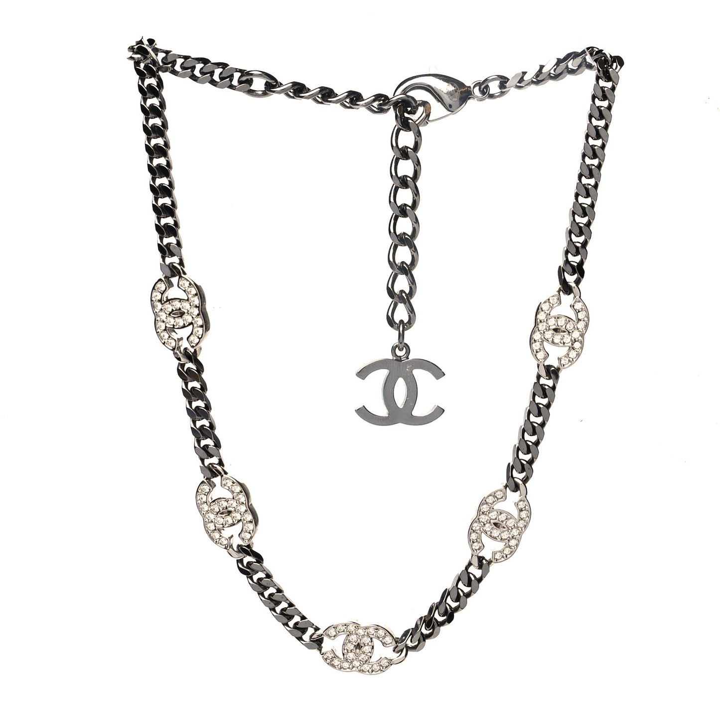 Ruthenium Crystal Chain CC Choker Silver
